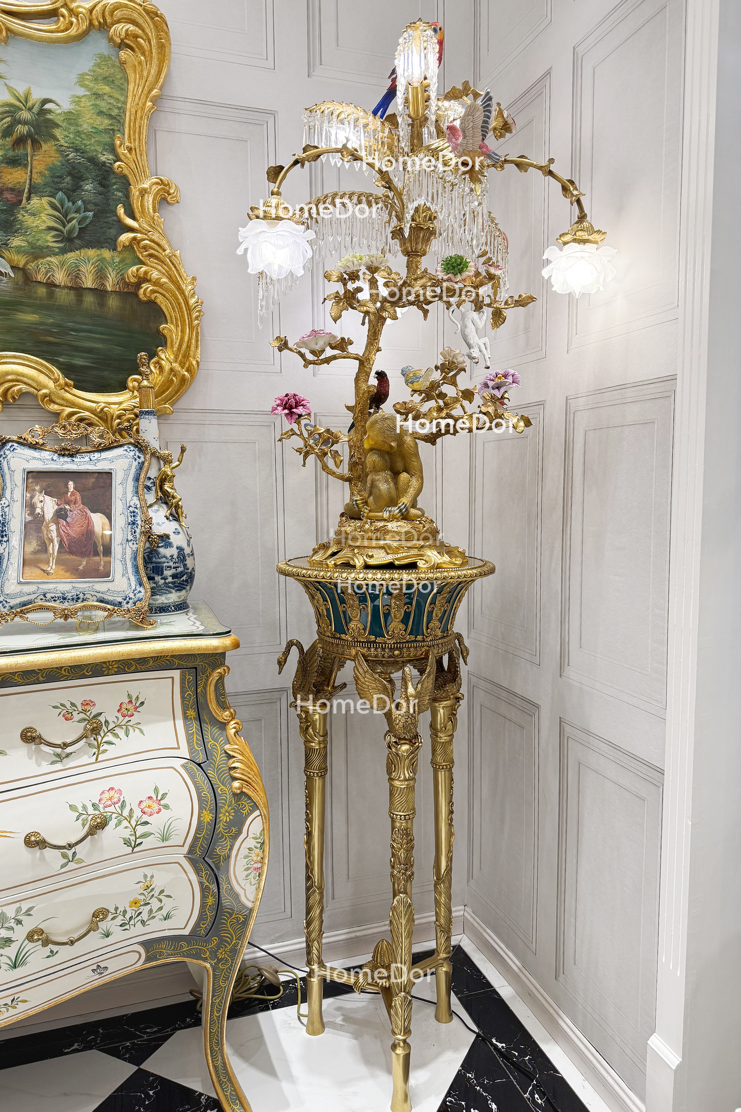 HomeDor × FH&Home | Asian-inspired Garden of Whimsy Brass Floor Lamp