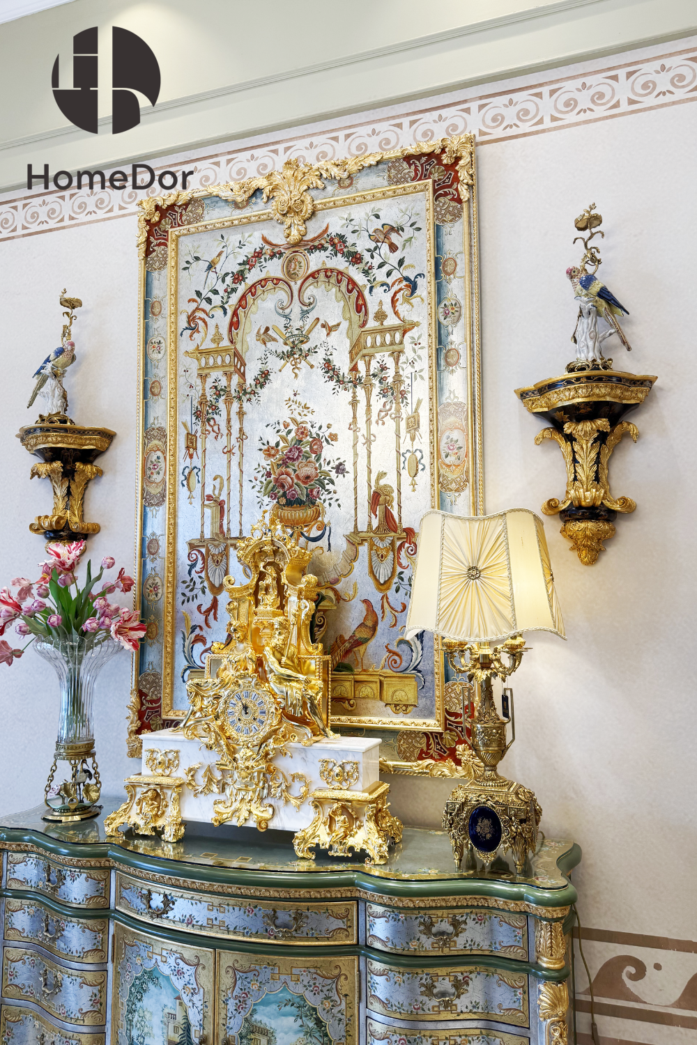 HomeDor-HomeDor × FH&Home | Artistic Parrot Candle Holder with Carved Tree Trunk and Vine Details-Left/L19cm × W19cm × H55cm-