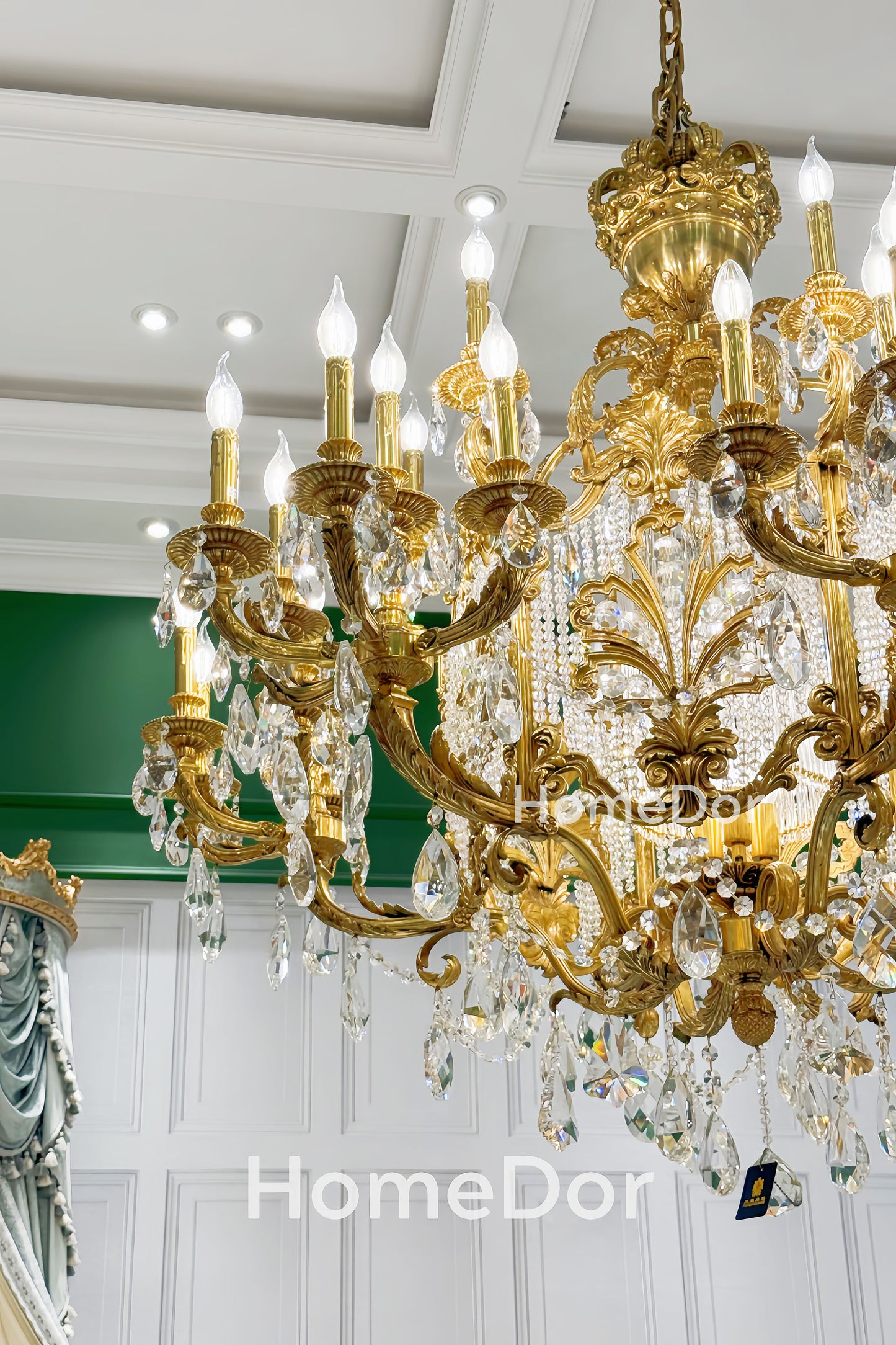 HomeDor × FH&Home | Golden Opulence Phoenix Crown Crystal Chandelier