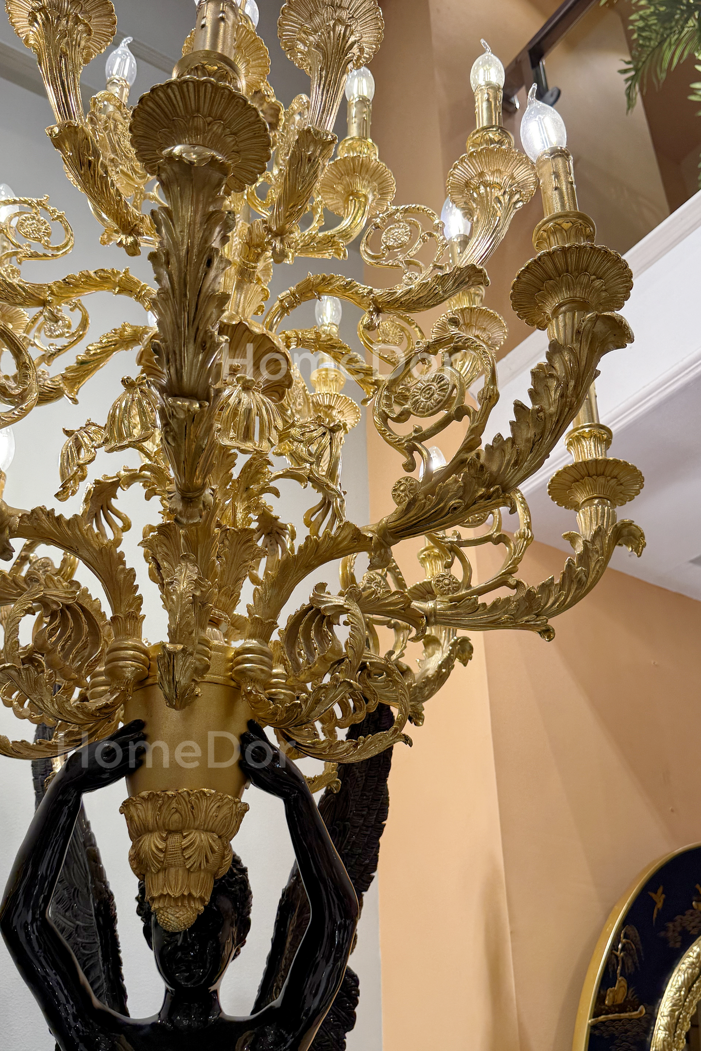 HomeDor-HomeDor × FH&Home | Guardian Angel Marble Floor Lamp with Golden Chalice-Floor Lamps-D80 x H300cm-Warm Light-