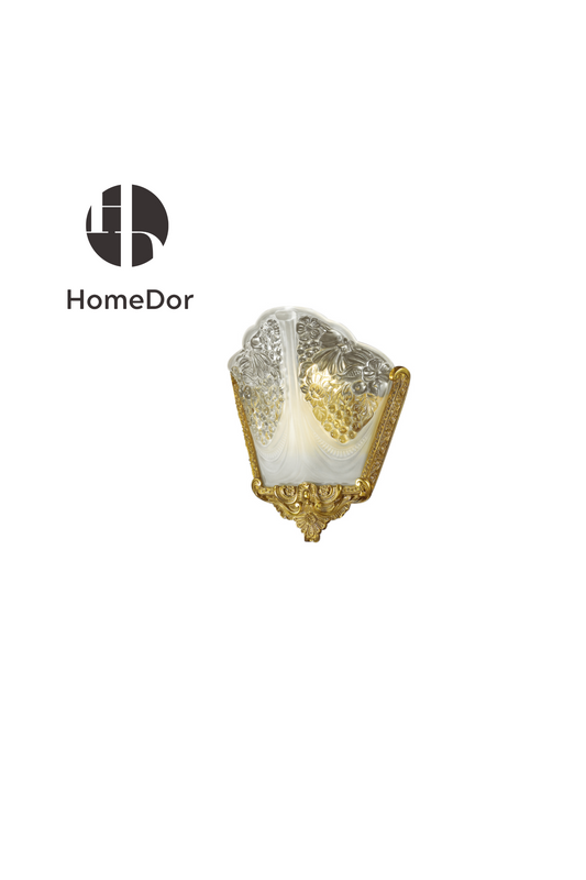 HomeDor-HomeDor × FH&Home | Neoclassical Style Brass Wall Sconce-Wall Sconce-L33 × W15 × H31cm-White Light-