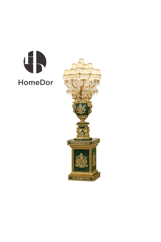 HomeDor-HomeDor × FH&Home | Neo-Baroque Art Deco Majesty Turquoise Floor Lamp-Floor Lamps-L84 × W84 × H263 cm-Warm Light-