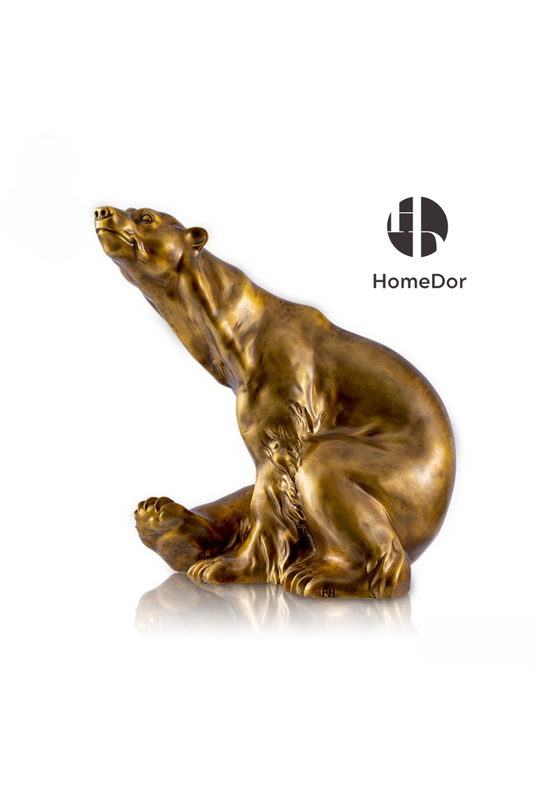 HomeDor-HomeDor × FH&Home | Exquisite Art-Deco Inspired Bronze Bear Sculpture-Sculpture-L47cm × W42cm × H47cm-