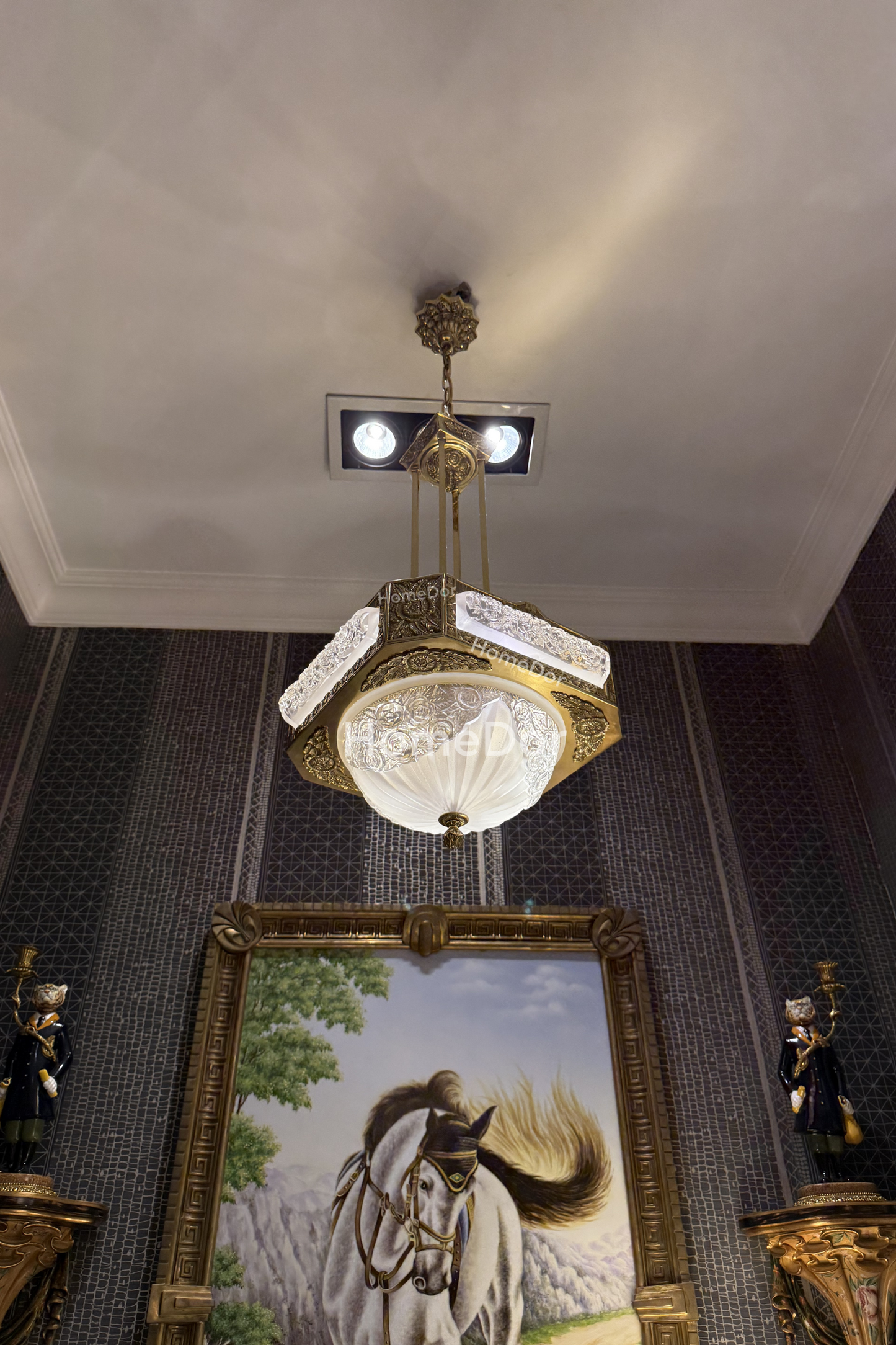 HomeDor-HomeDor × FH&Home | Byzantine Style Carved Glass Chandelier-Chandeliers-D45cm*H65cm-Warm Light-