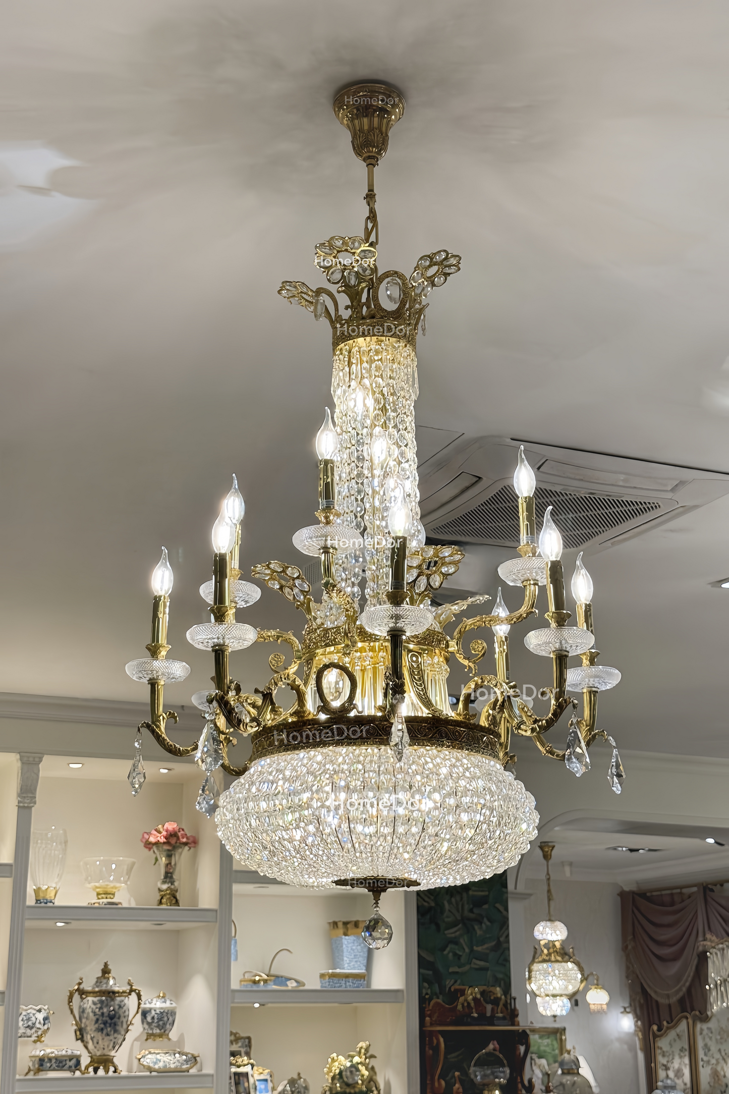 HomeDor-HomeDor × FH&Home | Baroque Empire Candle Light Crystal Chandelier-Chandeliers-D83cm × H115cm-Warm Light-
