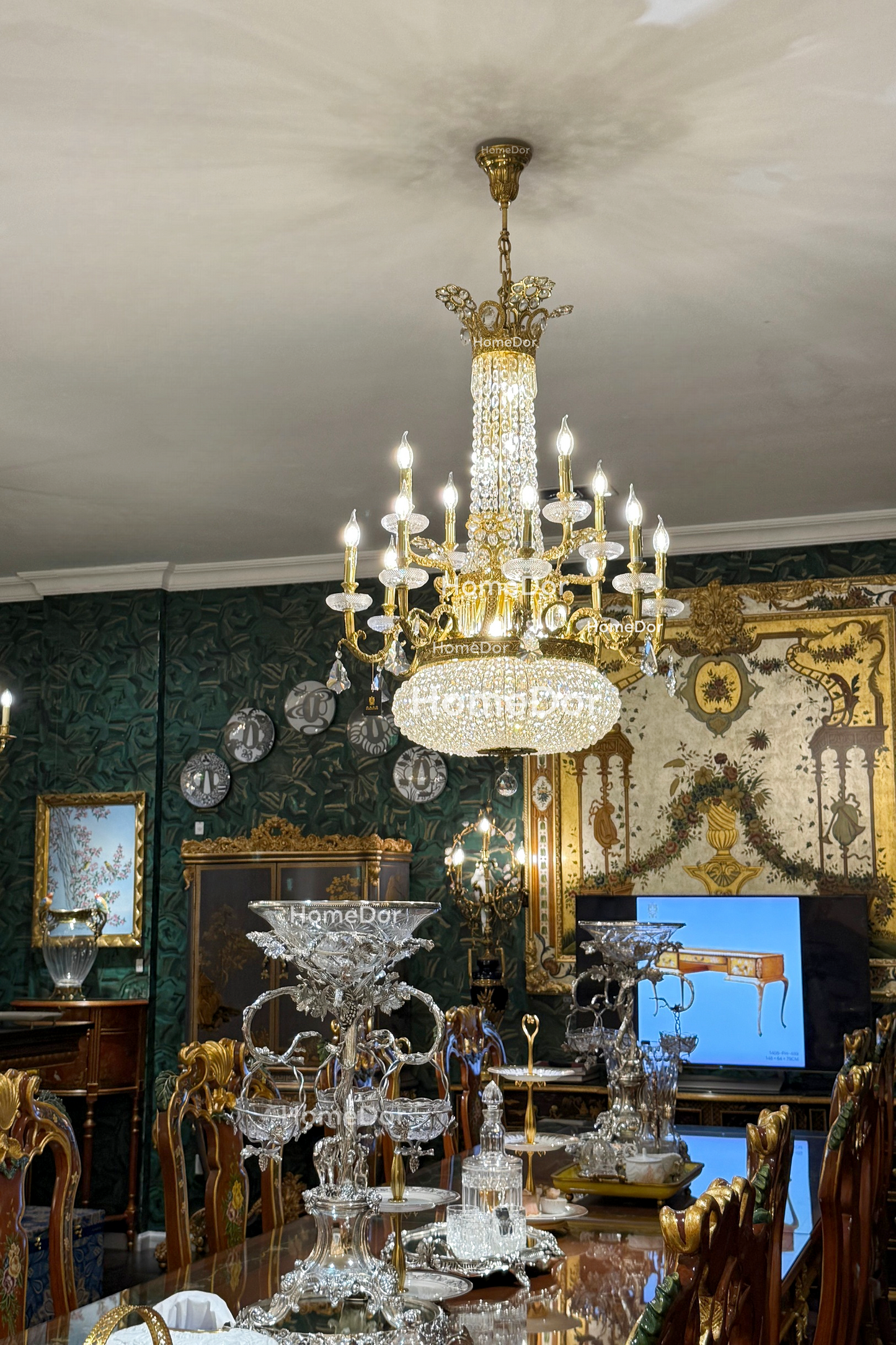 HomeDor-HomeDor × FH&Home | Baroque Empire Candle Light Crystal Chandelier-Chandeliers-D83cm × H115cm-Warm Light-