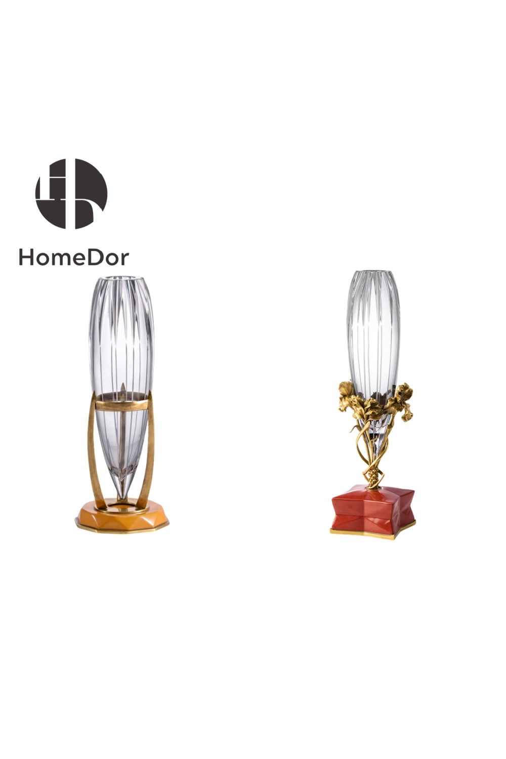 Prague Collection Crystal Glass Vase with Distinctive Bases