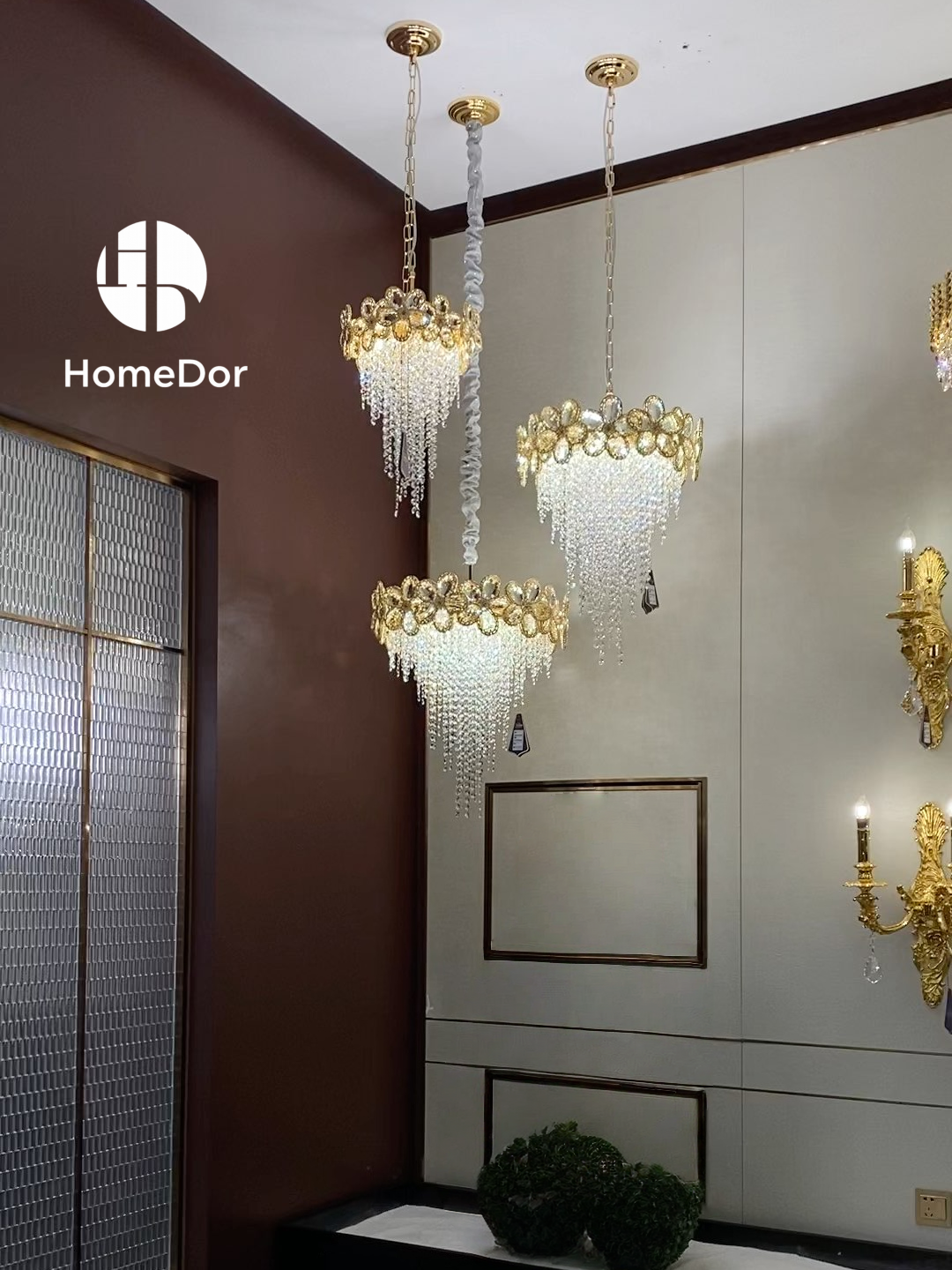 HomeDor-HomeDor Premium Modern Flower Crystal Tassel Chandelier-Chandeliers-6 Lights/D12.59" (D32cm)-Warm Light-