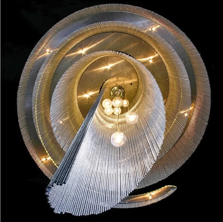 HomeDor Libby Multi-tiered Extra Large Spiral Tassel Chandelier