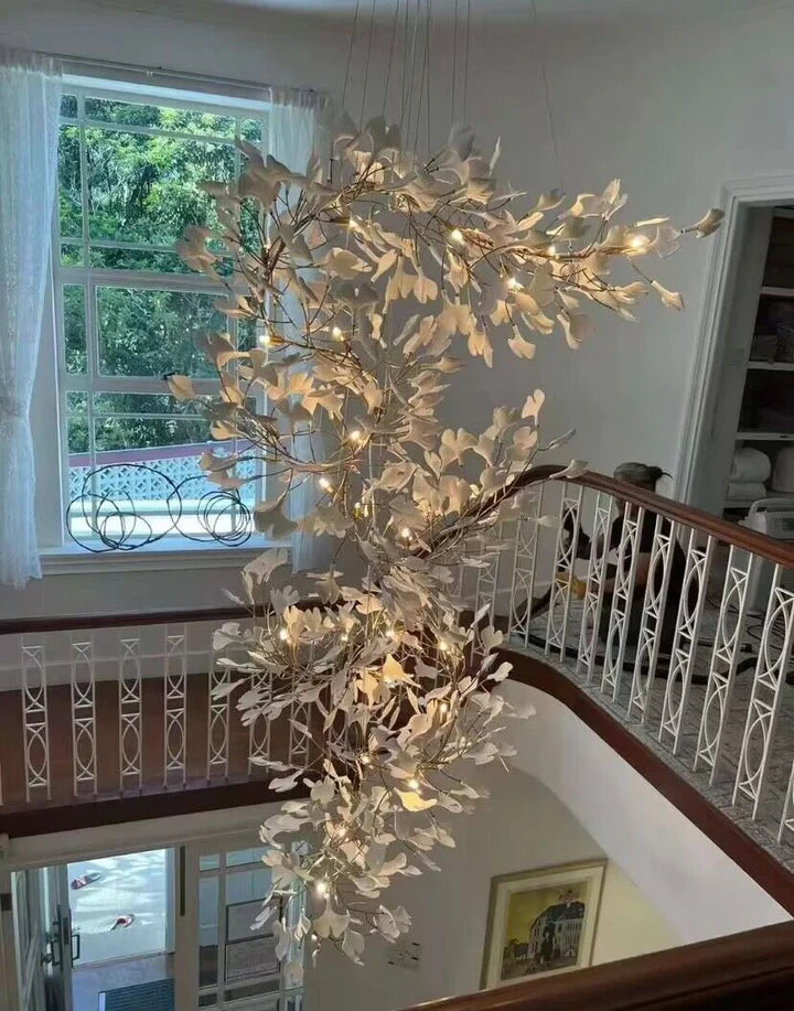 HomeDor Linn Petal-shaped Vertical Branch Chandelier in white