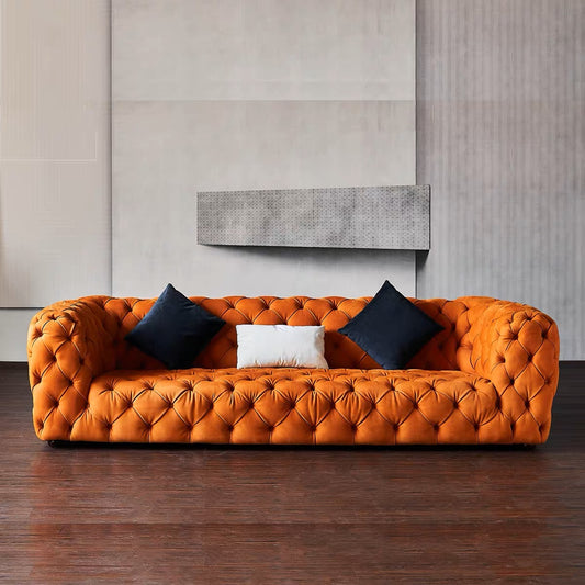 HomeDor Chesterfield Luxury Leather Tufted Sofa