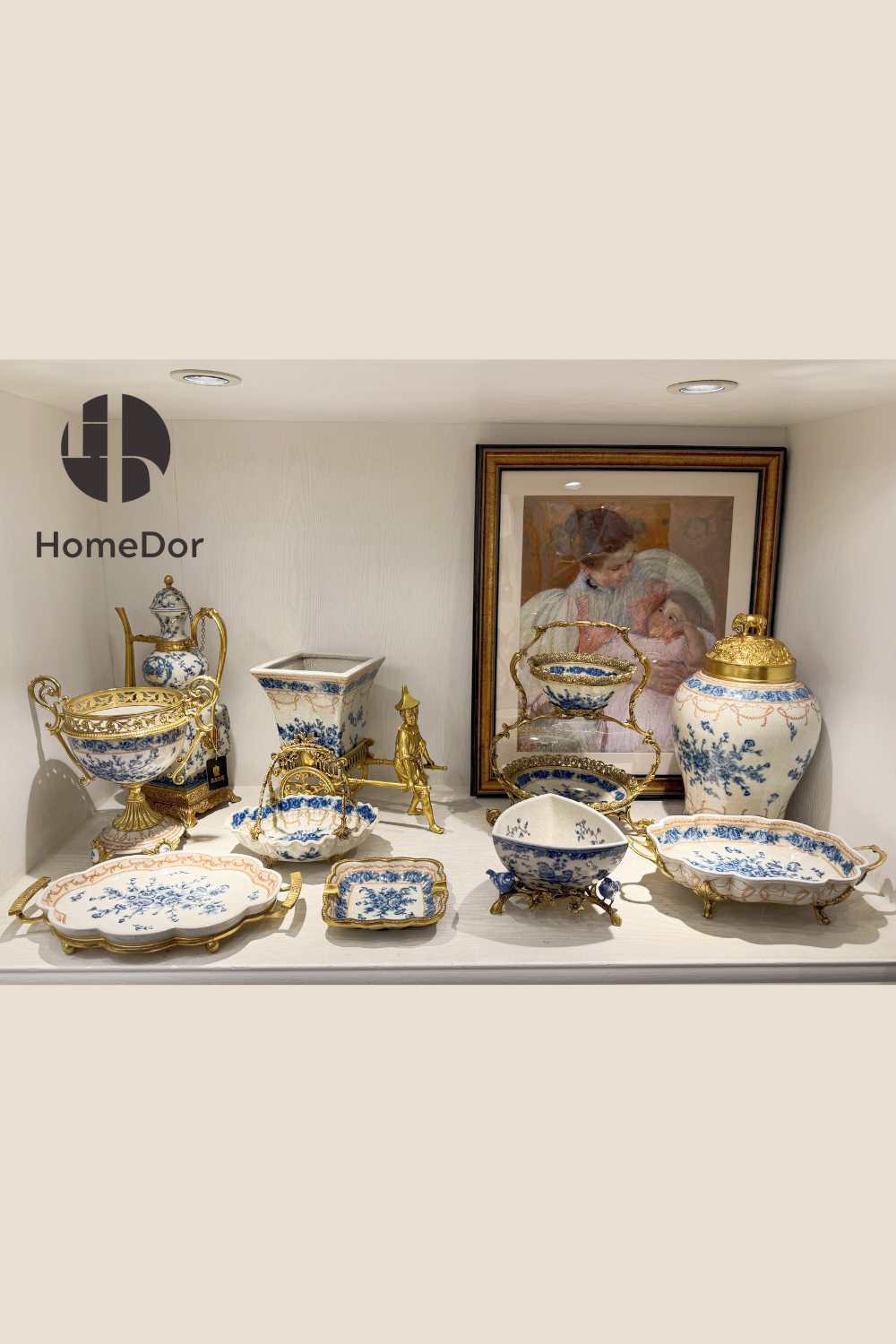 HomeDor × FH&Home |  Sophisticated Blue-and-White Porcelain Table Decor Set
