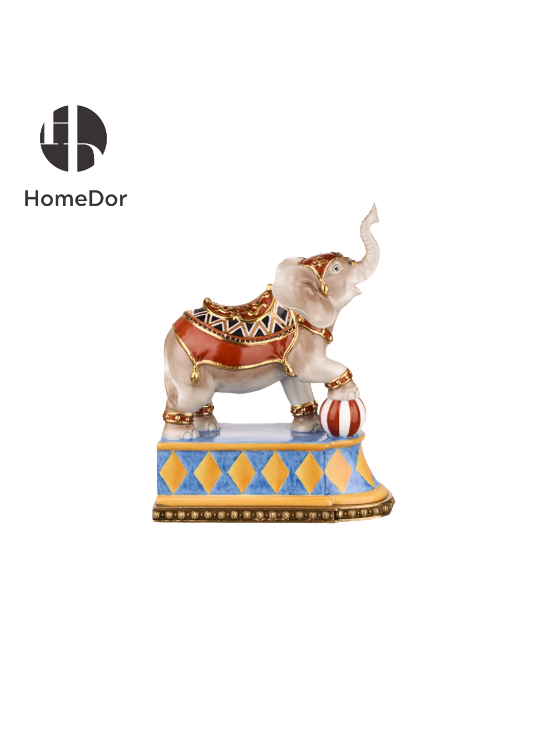 Vibrant_Painted_Ceramic_Elephant_Bookends_with_Decorative_Saddle_Ball_HomeDor6