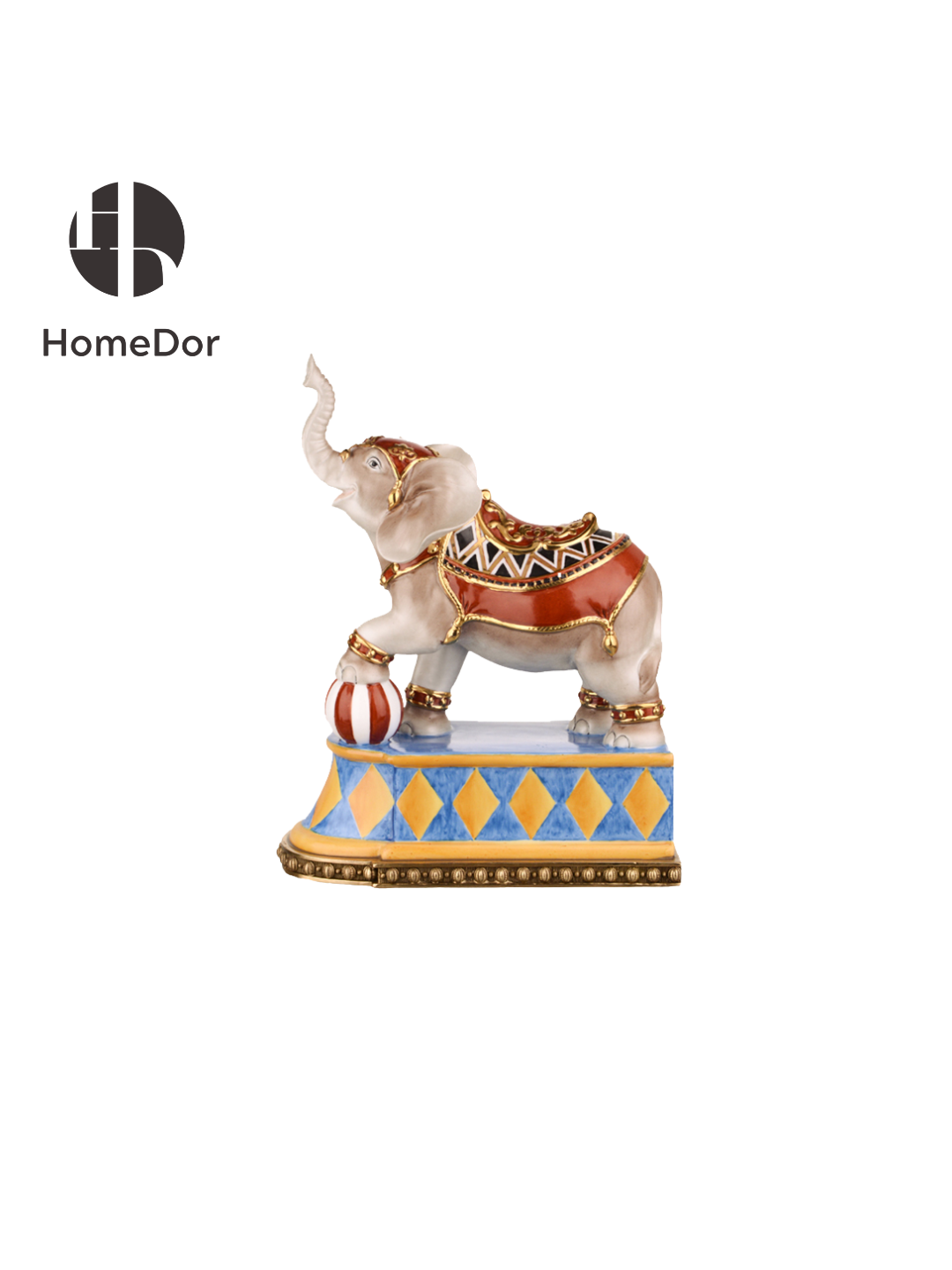 Vibrant_Painted_Ceramic_Elephant_Bookends_with_Decorative_Saddle_Ball_HomeDor 5