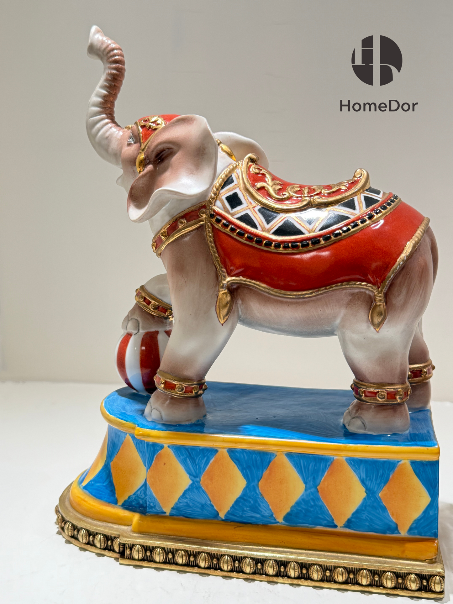 Vibrant Painted Ceramic Playful Elephant Bookends 4