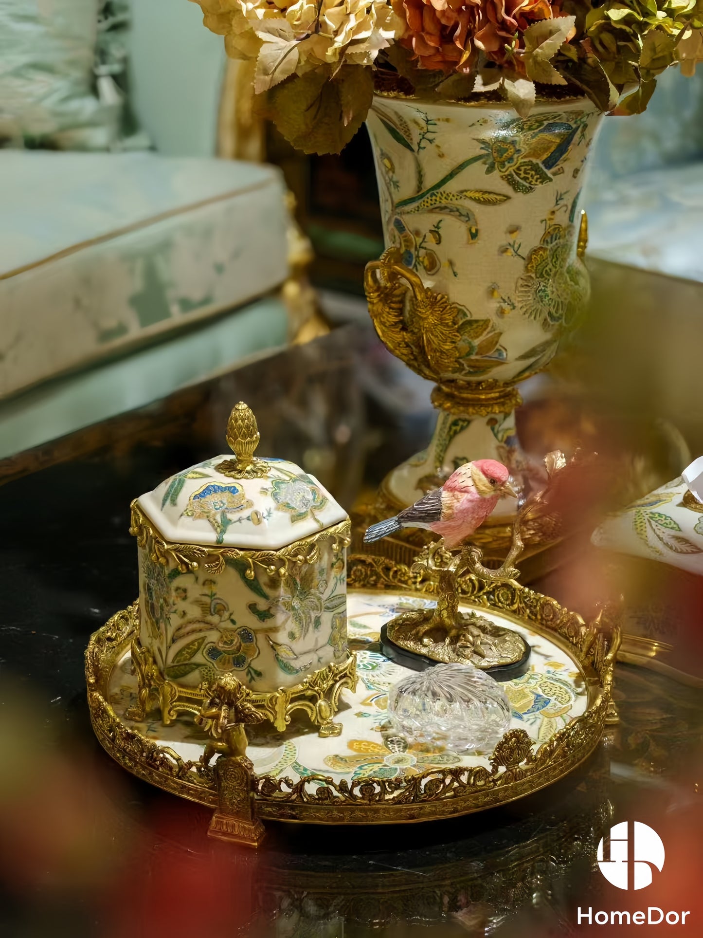 Vintage Rococo Luxury Blossom & Brass Table Decor Set
6