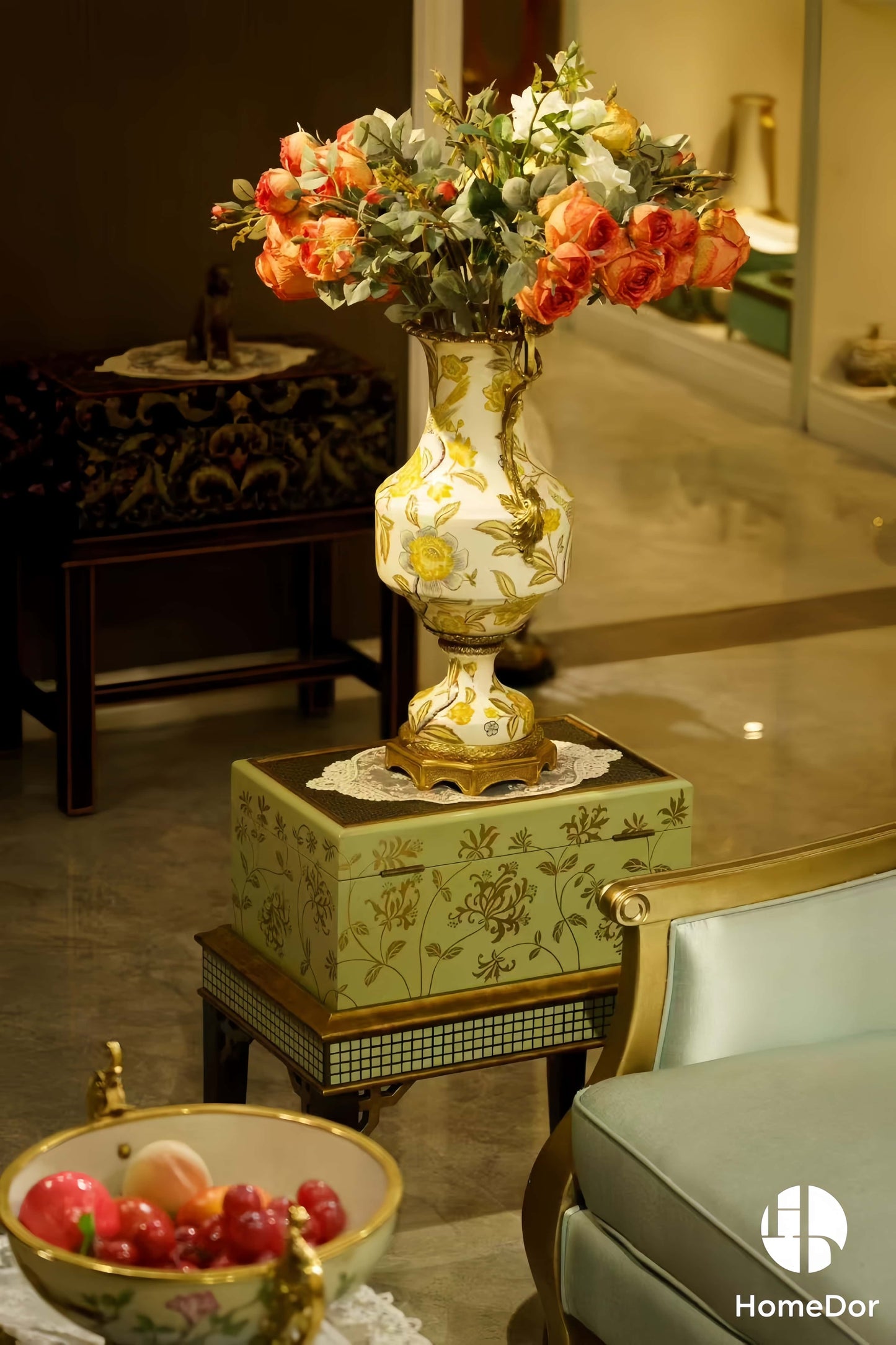HomeDor-Autumn Hued | Ceramic & Brass Table Decor Set-Table Decor-The Whole Set-