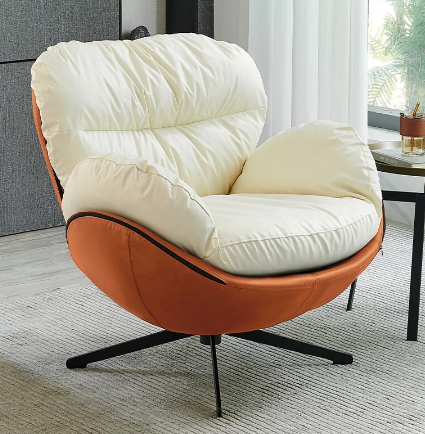 HomeDor Nordic Eggshell Swivel Reading Chair