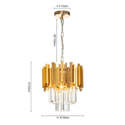 HomeDor Lohsen Classic 2 Tiers Crystal Pendant Lighting in Gold Finish