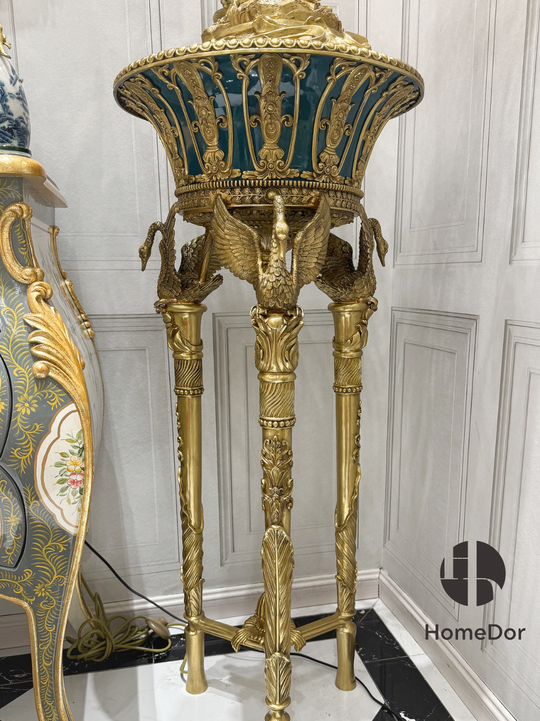 HomeDor-HomeDor × FH&Home | Asian-inspired Garden of Whimsy Brass Floor Lamp-Floor Lamps-L72 × W72 × H204 cm-White Light-