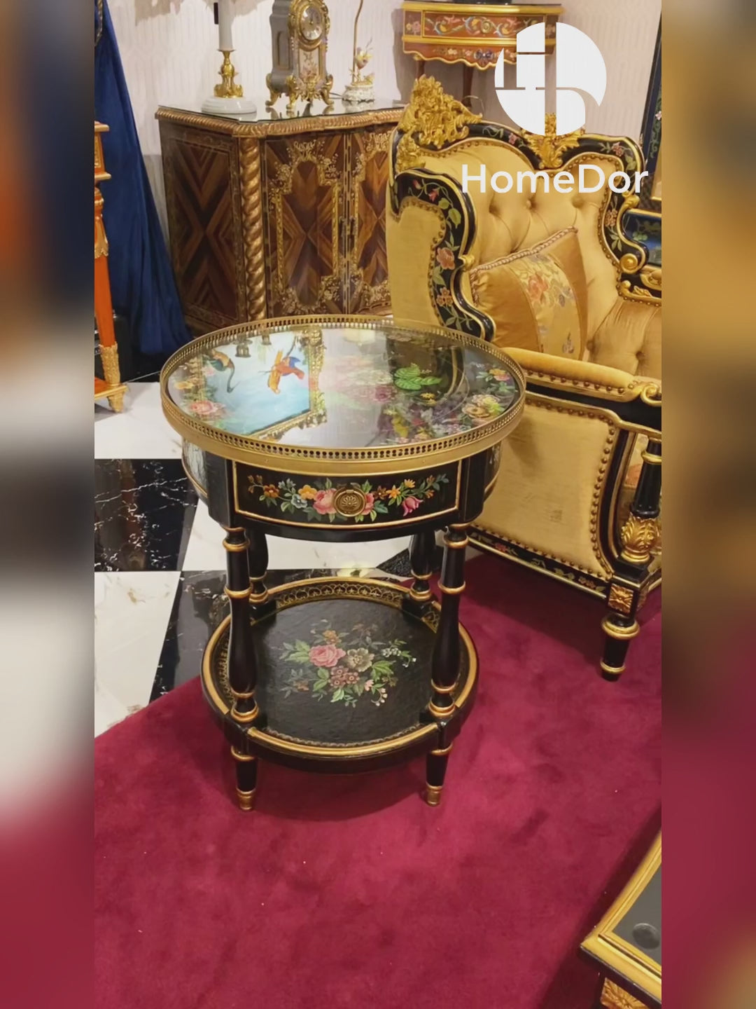 HomeDor × FH&Home | Rococo Craquelure Roses Series Occassional Table