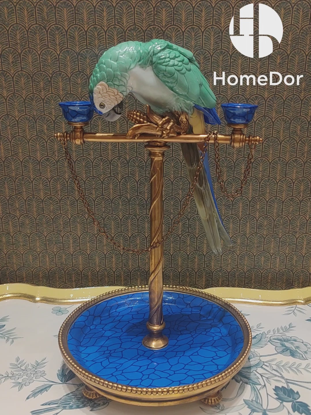 HomeDor × FH&Home | Retro Glam Parrot Candle Holder& Dessert Tray