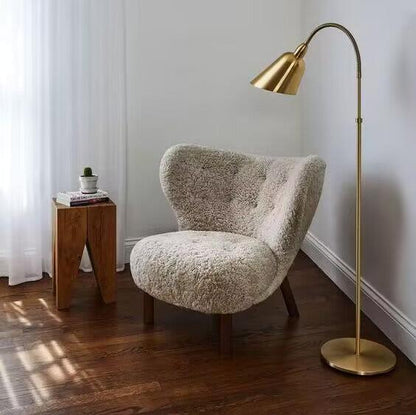 HomeDor Premium Casual Comfy Sherpa Plush Accent Lounge Chair with Ottoman