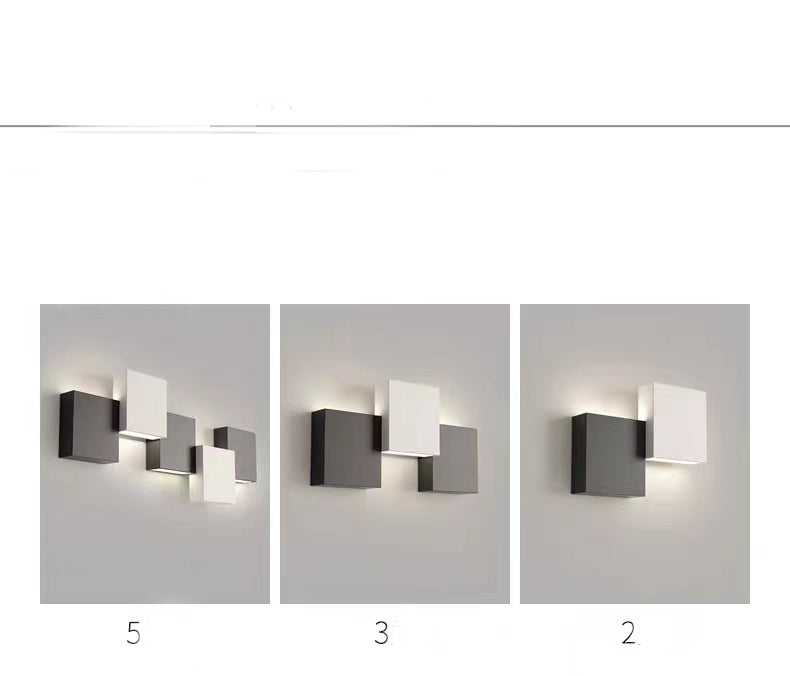 HomeDor Minimalist Chessboard Black and White Square Wall Sconce