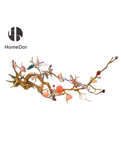 Blossom‑Perched Bird Natural Crystal Sculptural Chandelier