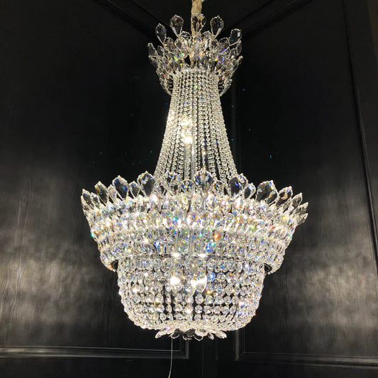 HomeDor Premium Laylani Premium Crown Shape Ice Clear Crystal Chandelier