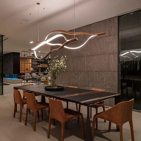 HomeDor Modern Simple Aluminum Waving Chandelier