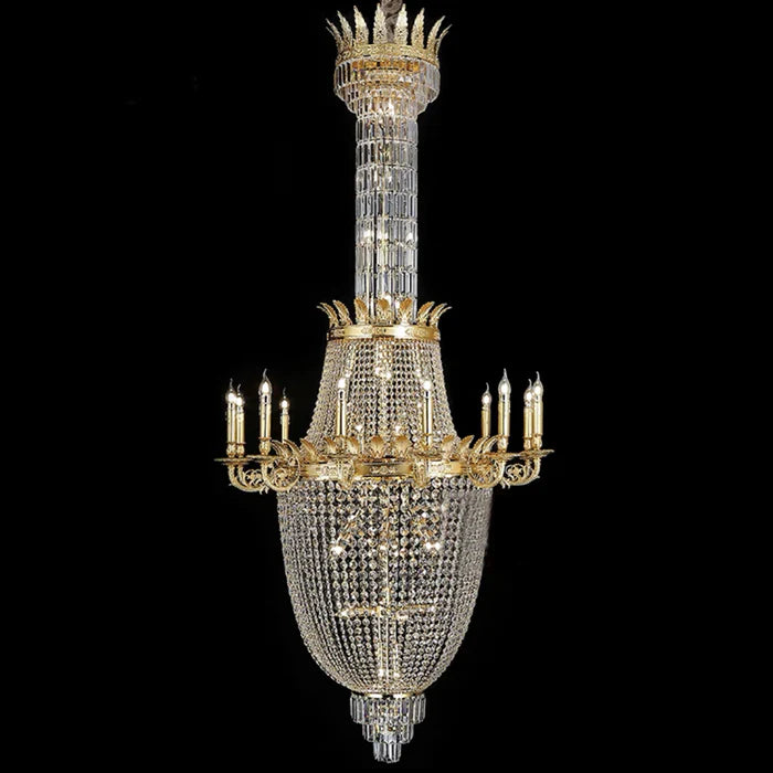 HomeDor Golden Royal Crystal Chandelier for Luxury Hotels/Grand Hall/Living Room/Palaces
