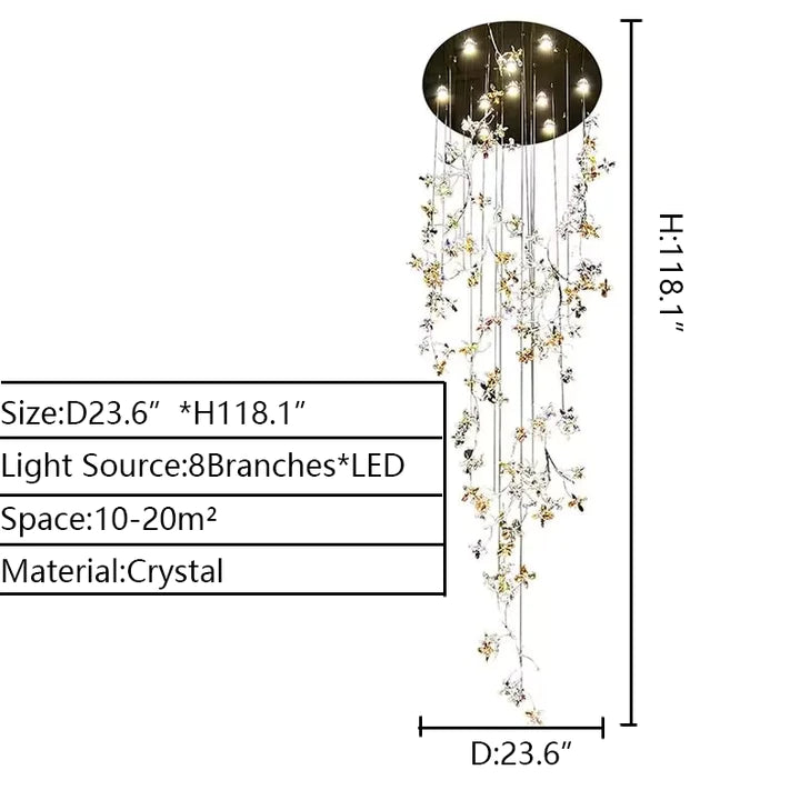 Lampadario a ramo verticale con fiori colorati di giglio
