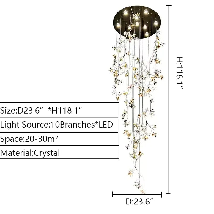 Lampadario a ramo verticale con fiori colorati di giglio