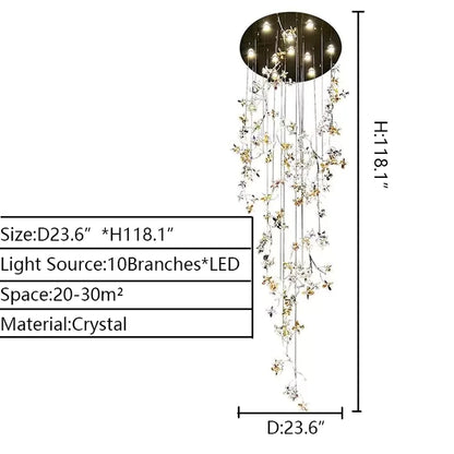 Lampadario a ramo verticale con fiori colorati di giglio