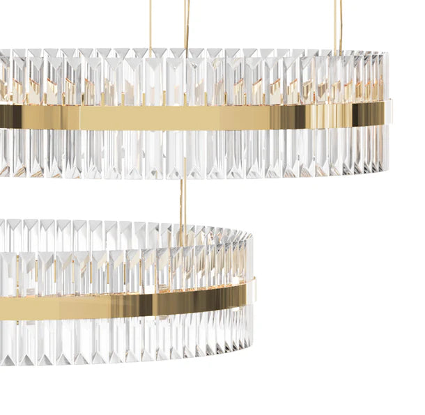 HomeDor 5-Ring Crystal Chandelier in Gold Finish