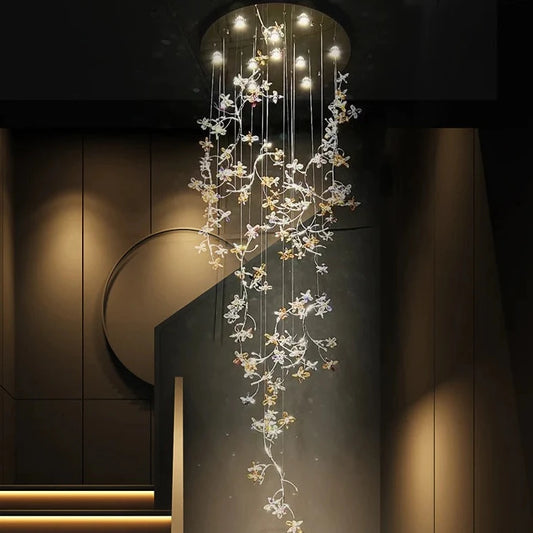 HomeDor Lily Colored Flower Vertical Branch Chandelier