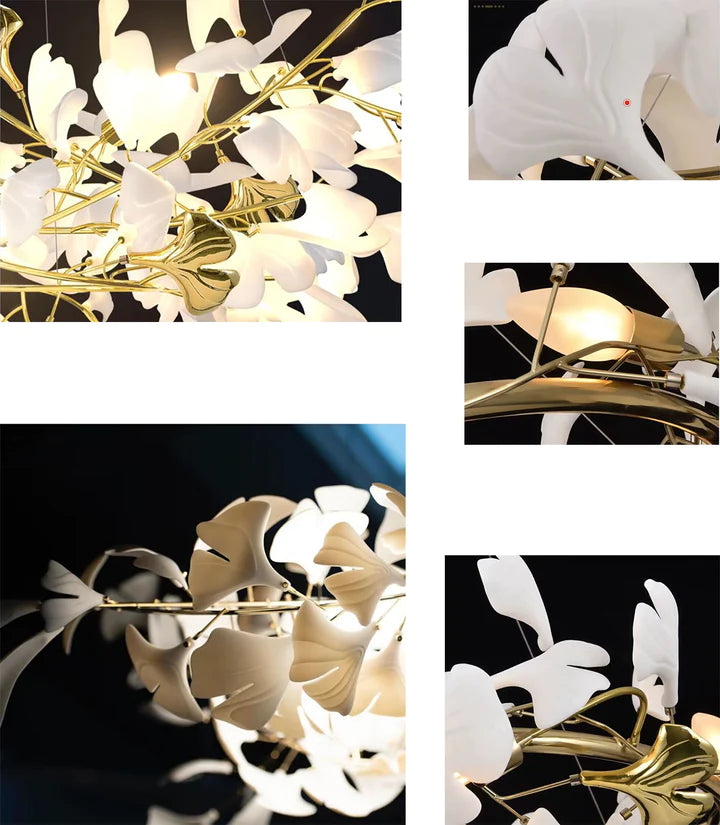 Lampadario Linn a ramo verticale a forma di petalo bianco