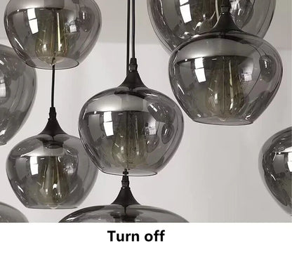 HomeDor Premium Smoke Gray Multi-headed Glass Pendant Lighting