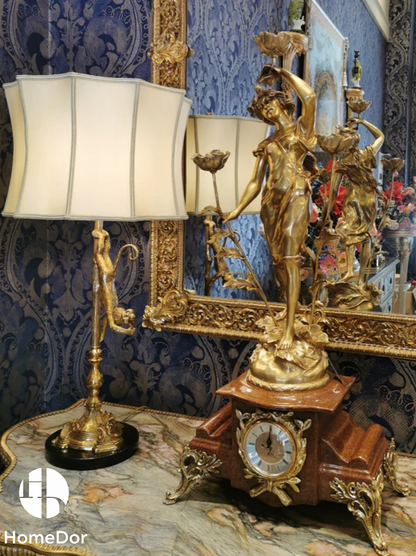 HomeDor Luxury Rococo-inspired Ornate Copper Goddess Clock