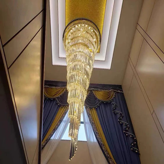 HomeDor Premium Leif Luxury Spiral Crystal Chandelier for Staircase/Grand Hall/Hotel