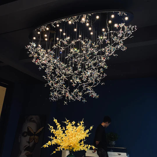 HomeDor Lily Colored Flower Branch Chandelier