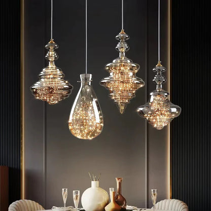 HomeDor Laken Special Shape Starburst Glass Pendant Lighting