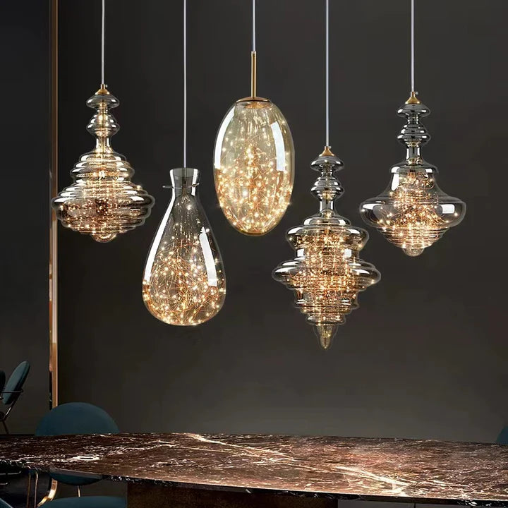 HomeDor Laken Special Shape Starburst Glass Pendant Lighting