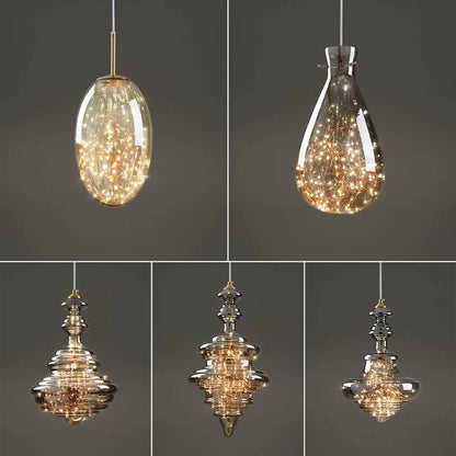 HomeDor Laken Special Shape Starburst Glass Pendant Lighting