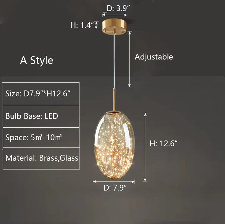 HomeDor Laken Special Shape Starburst Glass Pendant Lighting