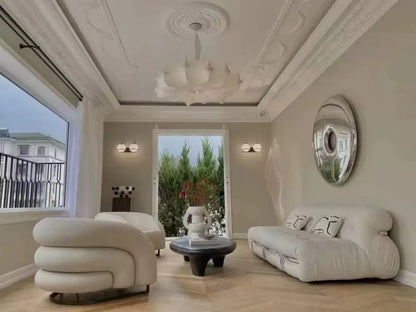HomeDor Minimalist Pure White Airship Silk Pendant Chandelier