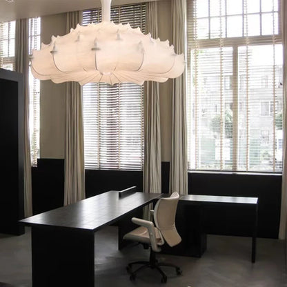 HomeDor Minimalist Pure White Airship Silk Pendant Chandelier