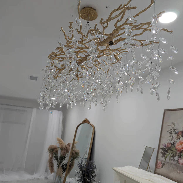 HomeDor Premium Linn Leaves Branch Round Chandelier
