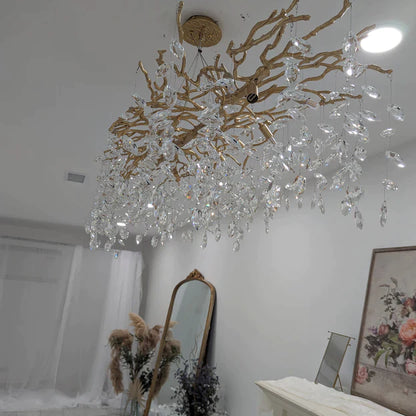 HomeDor Premium Linn Leaves Branch Round Chandelier
